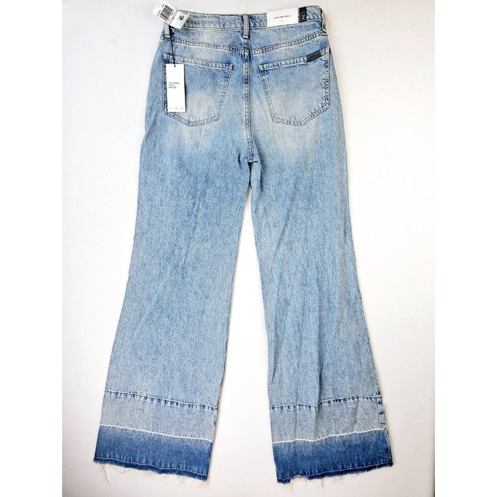 7 For All Mankind Size 27X34 Women Ultra High Rise Jo Flare Blue Denim Jeans NWT